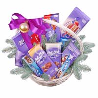 Milka-basket, Basket of Milka, basket of chocolate, basket of sweets, order gift, gift delivery, swe