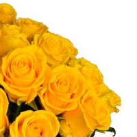 yellow rose (51 pcs.), packaging, ribbon