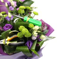 green bush chrysanthemum, packaging, ribbon