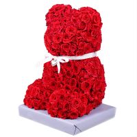 spray rose (80 pcs.), decorative heart, small flower toy, decorative elements, packaging, ribbon