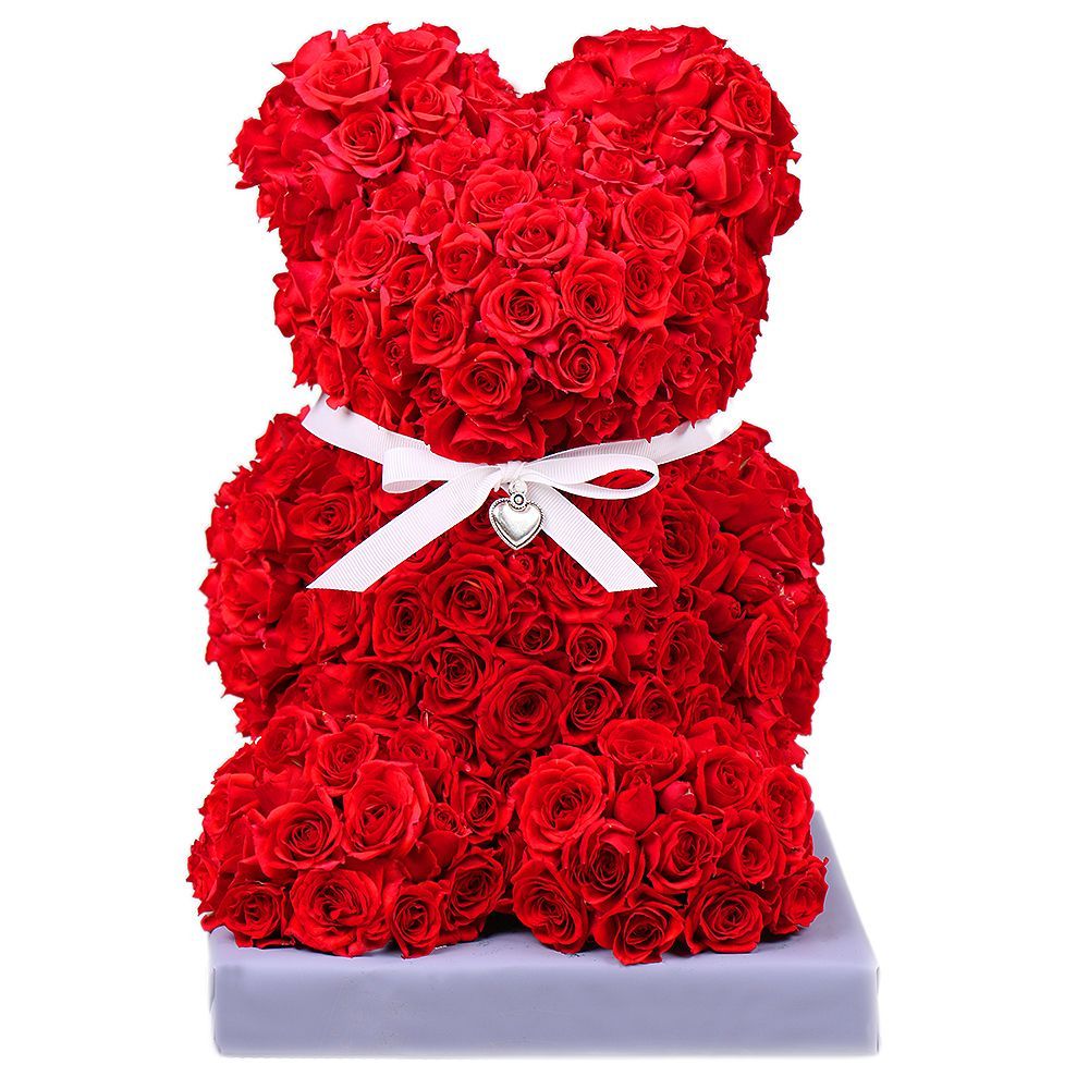 spray rose (80 pcs.), decorative heart, small flower toy, decorative elements, packaging, ribbon