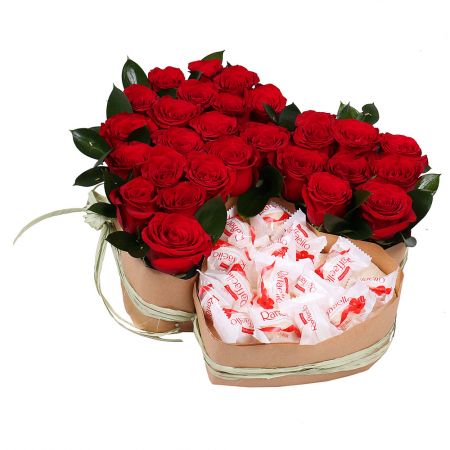 Bouquet Two Hearts (with Raffaello)